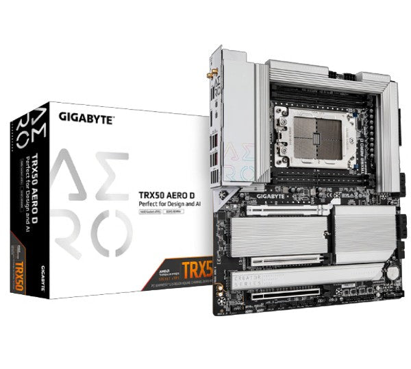 Gigabyte TRX50 AERO D AMD Ryzen Motherboard 4x DDR5~256GB,2x PCIe x16 slots, 4x M.2, 8x SATA 6Gb/s connectors, 11x USB 3.2, 4x USB2.0, 2x Gigabyte TRX50 AERO D AMD Ryzen Motherboard 4x DDR5~256GB,2x PCIe x16 slots, 4x M.2, 8x SATA 6Gb/s connectors, 11x USB 3.2, 4x USB2.0, 2x